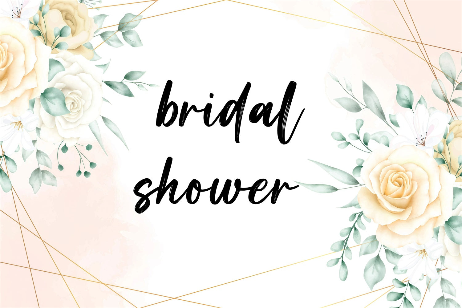 Custom Bridal Shower Backdrops Cream Rose Geometric Frame Backdrop GQ3-224
