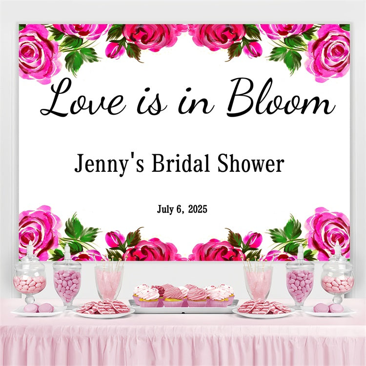 Bridal Shower Backdrop Romantic Bloom Rose Personalized Backdrop GQ3-230