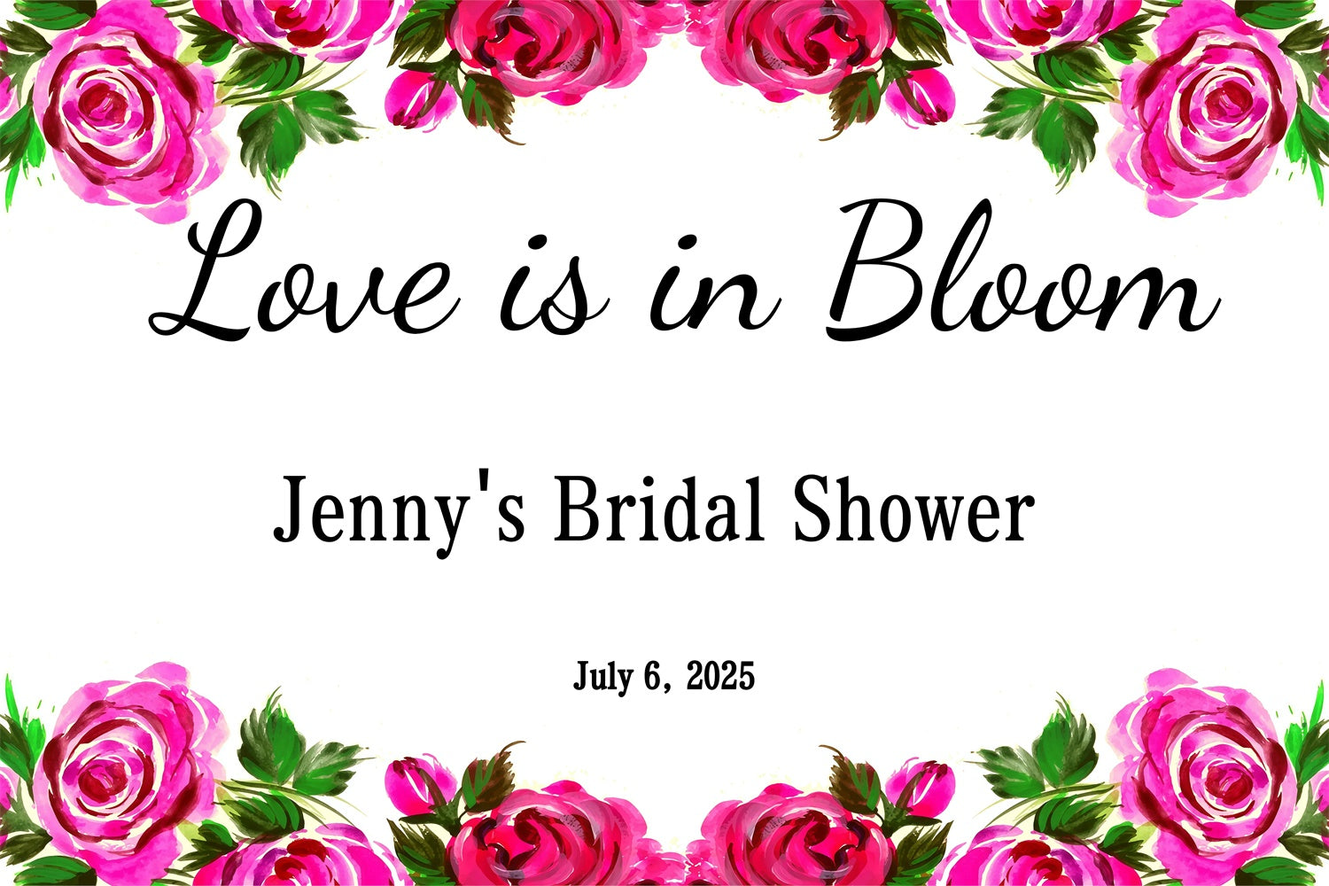 Bridal Shower Backdrop Romantic Bloom Rose Personalized Backdrop GQ3-230