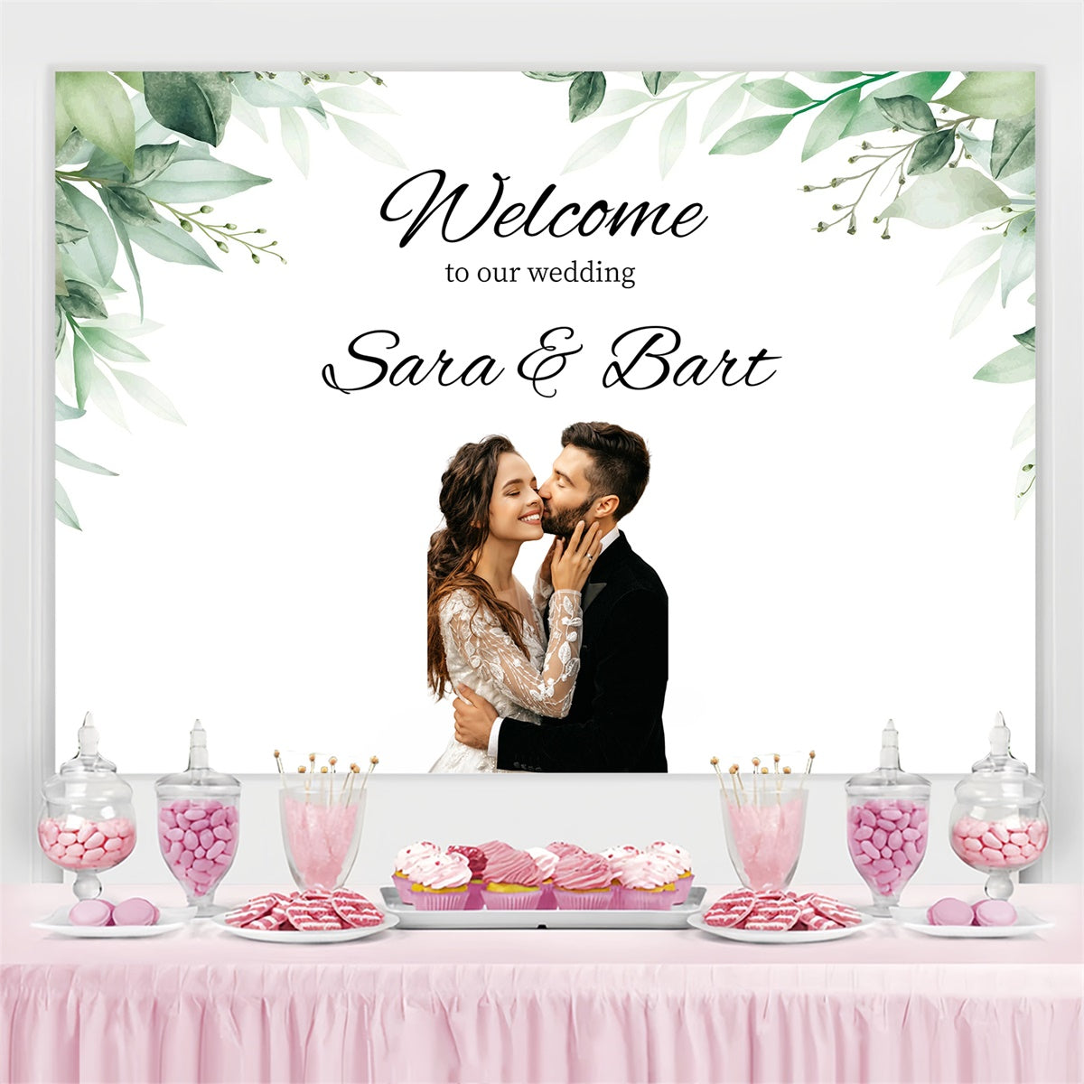 Custom Wedding Backdrops Natural Style Green Foliage Backdrop GQ3-231