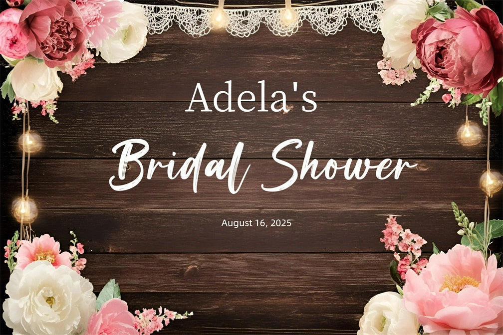 Custom Backdrop For Bridal Shower Rustic Wood Lace Floral Backdrop GQ3-233