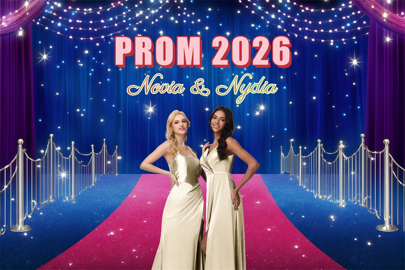 Js Prom Program Backdrop Prom Backdrops Glittering Blue Curtain Graduation Party Custom Backdro