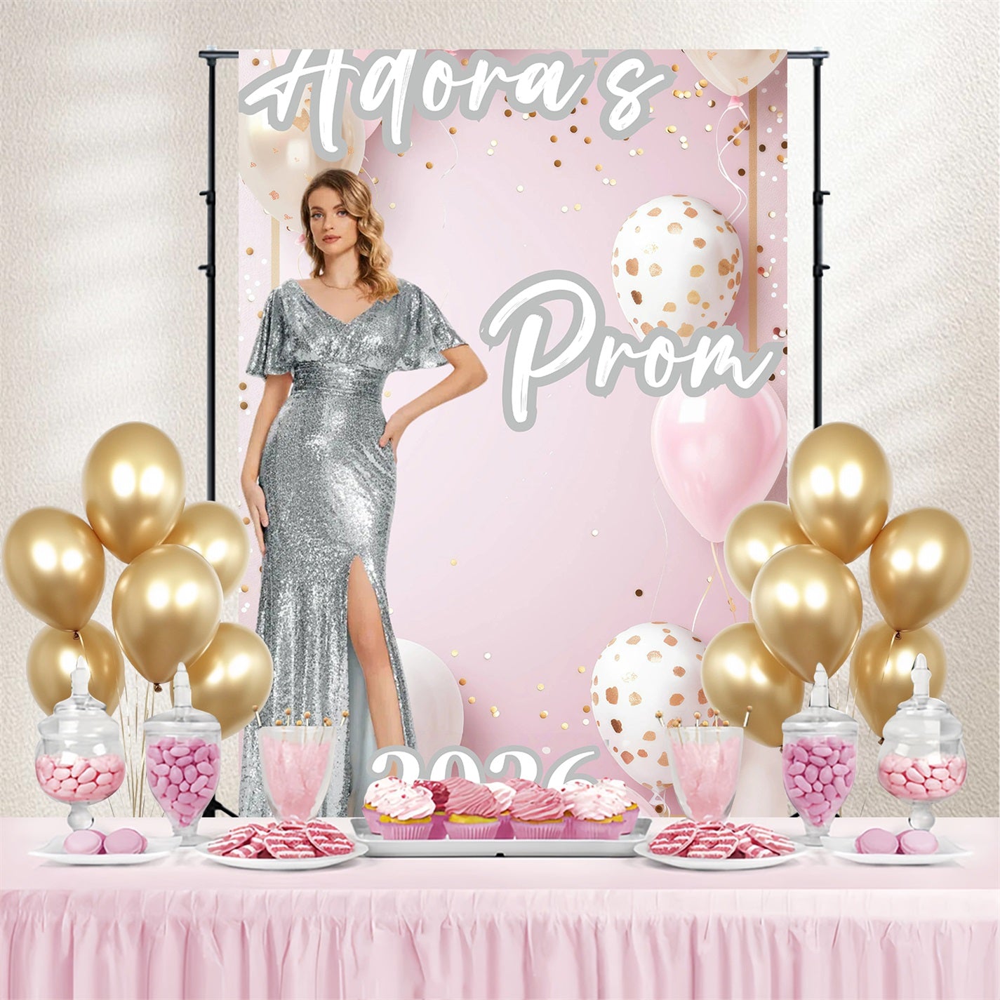 Customized Graduation Backdrop Sweet Pink Balloon Graduation Party Backdrop GQ3-253
