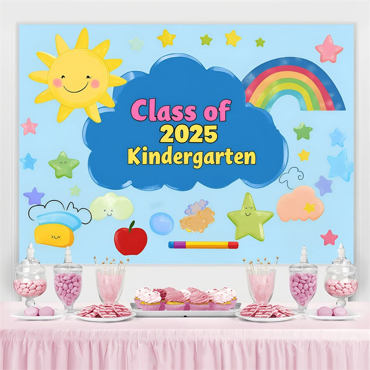 Preschool Graduation Backdrop Cloud Rainbow Graduation Party Backdrop GQ3-256