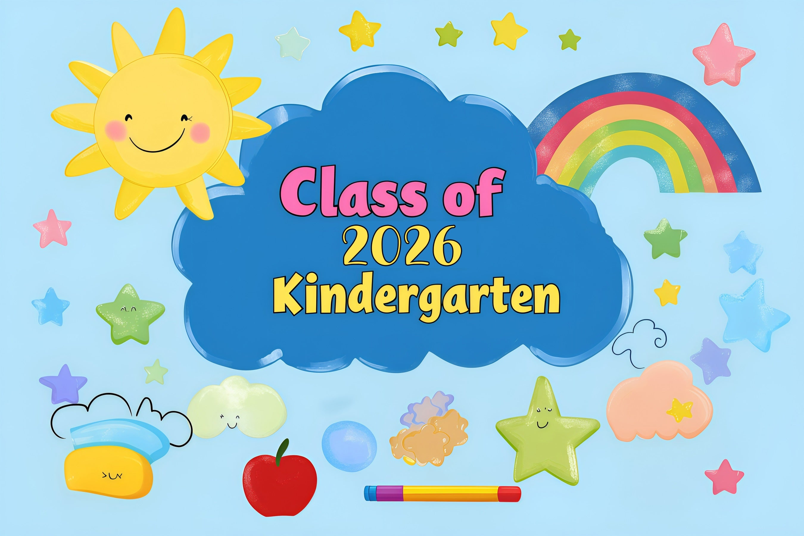 Preschool Graduation Backdrop Cloud Rainbow Graduation Party Backdrop GQ3-256