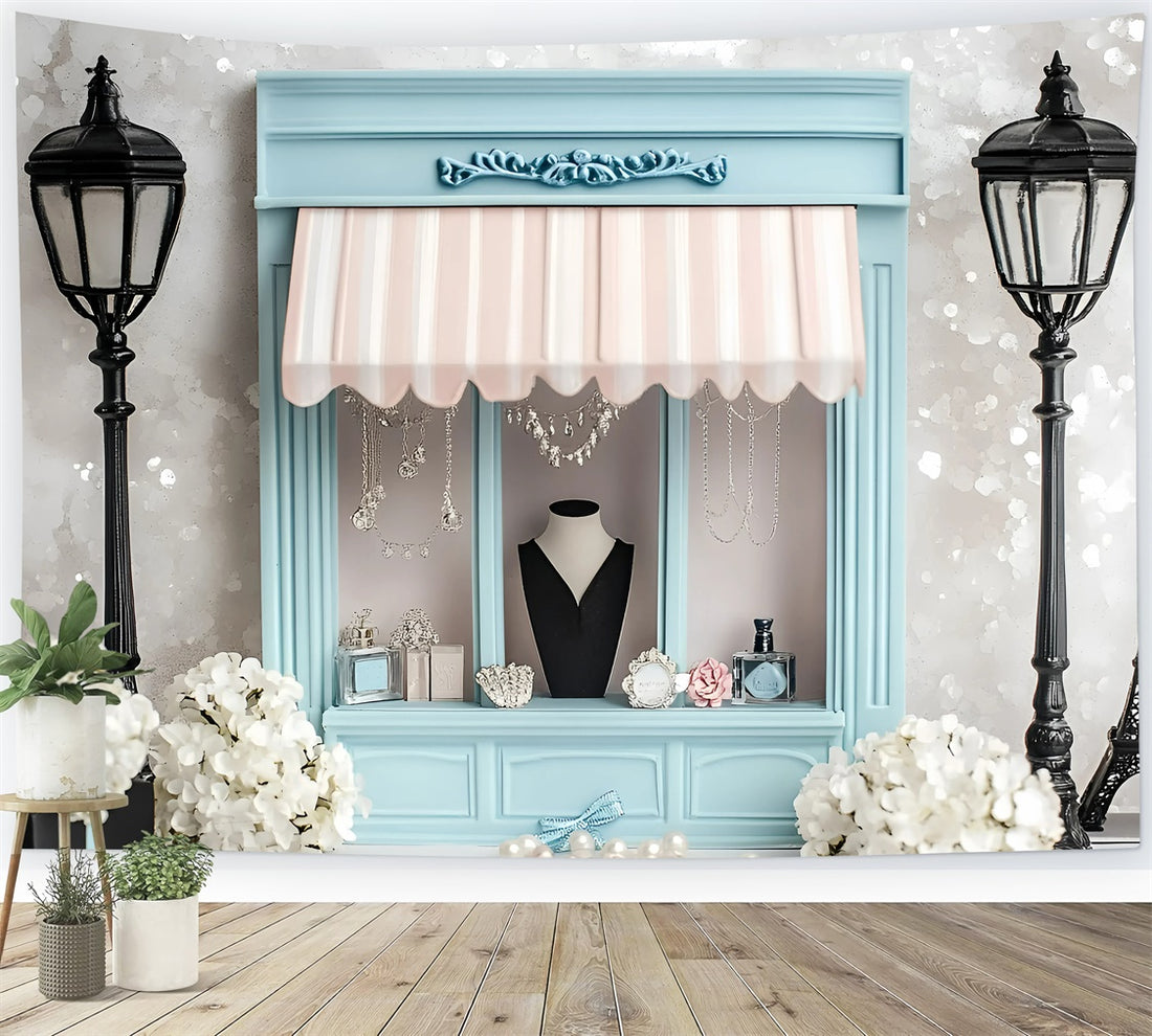 Store Backdrop Design Paris Photo Backdrop French Boutique Jewelry Store Backdrop GQ4-162