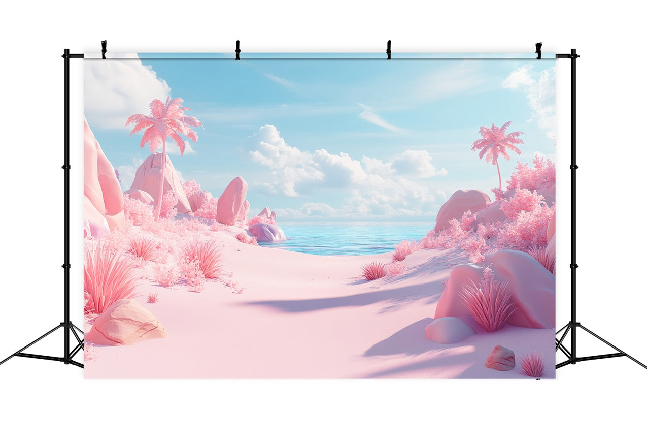 Summer Photo Backdrop Pink Paradise Cloud Beach Backdrop GQ4-250