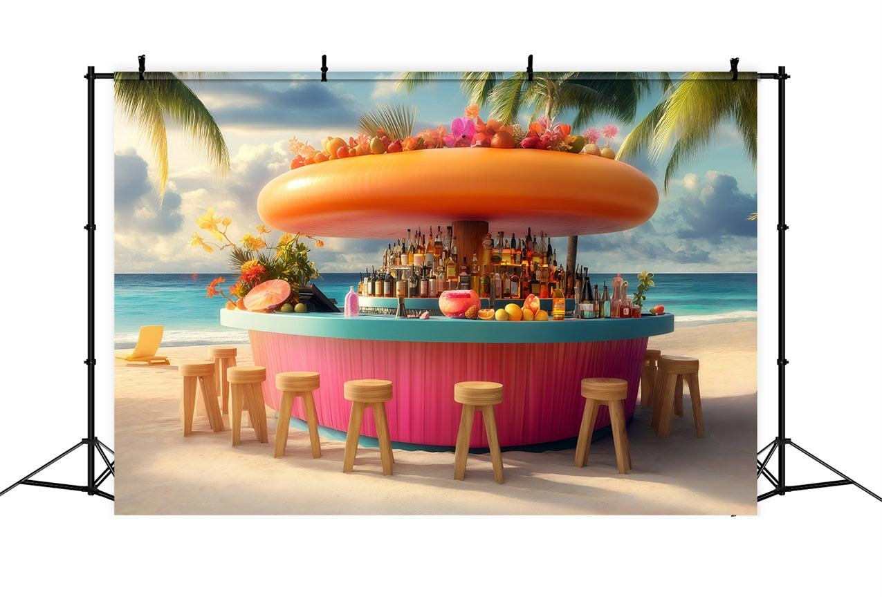 Tropical Backdrops Beachside Drink Bar Summer Backdrop GQ4-257