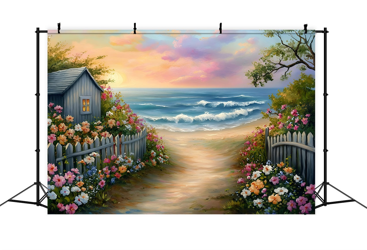 Summer Backdrops Flower Garden Path Beach Backdrop GQ4-259