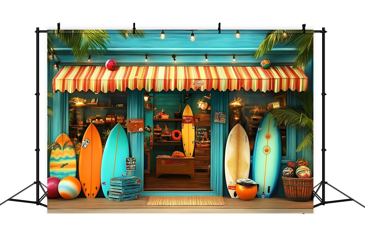 Tropical Backdrops Summer Surf Shop Entrance Backdrop GQ4-262