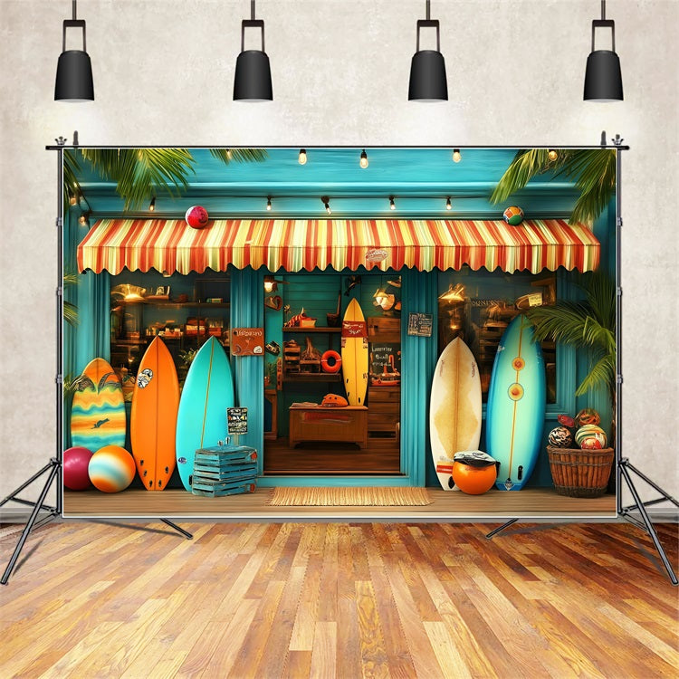 Tropical Backdrops Summer Surf Shop Entrance Backdrop GQ4-262