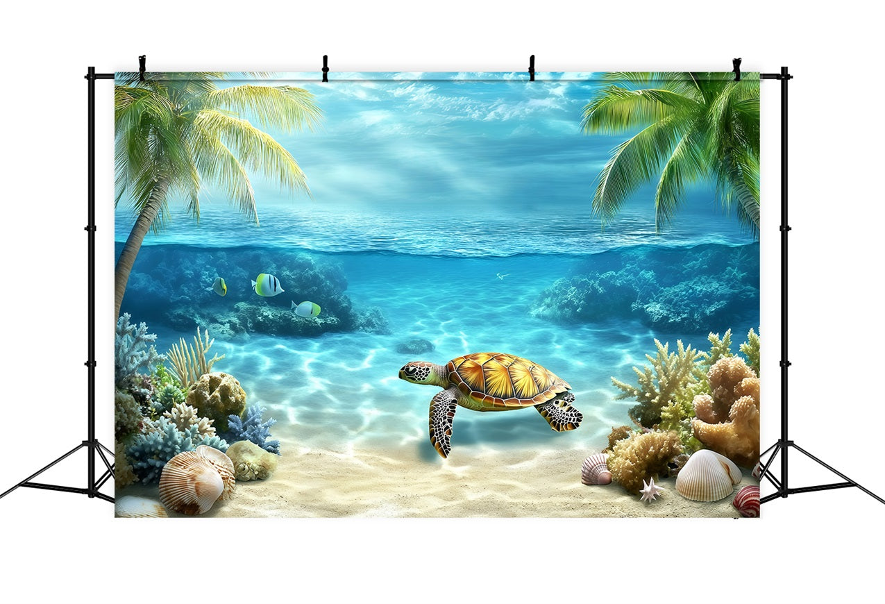 Tropical Backdrop Underwater Turtle Summer Backdrop GQ4-264