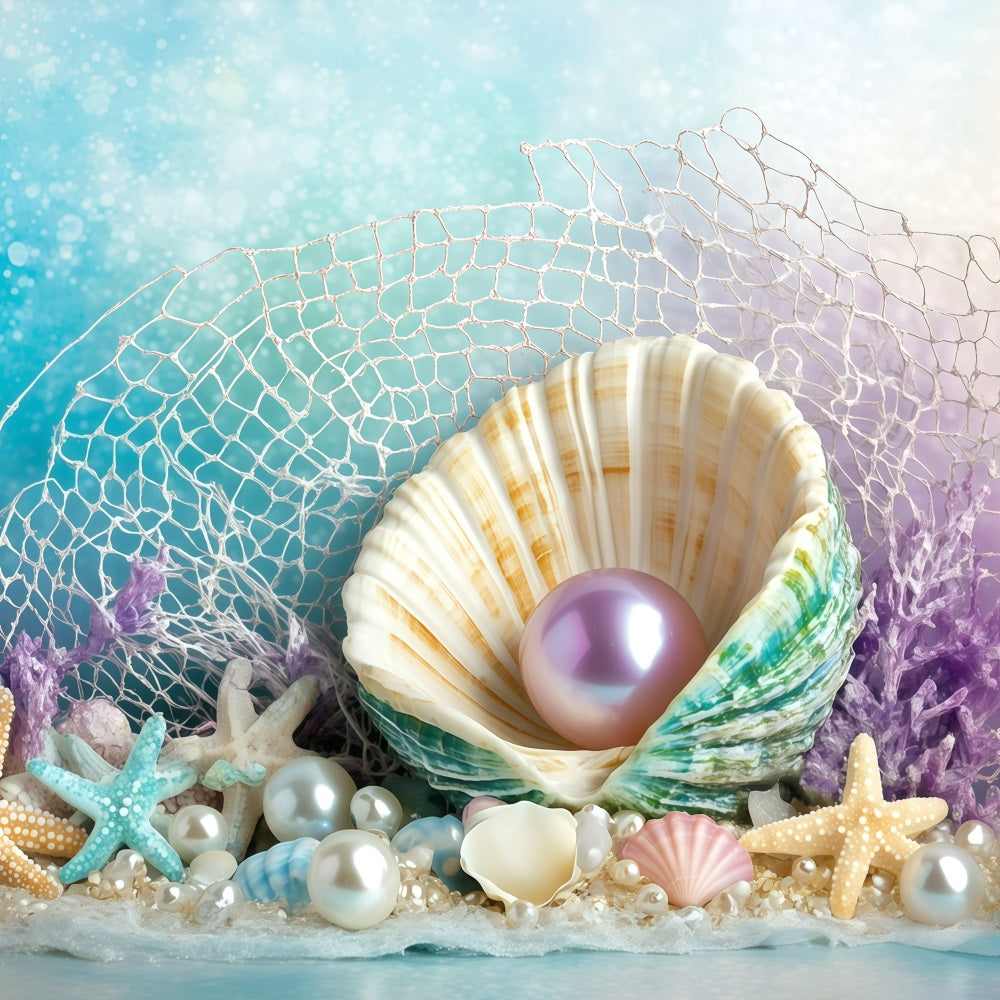 Beach Backdrops Shell Pearls Summer Backdrop GQ4-267