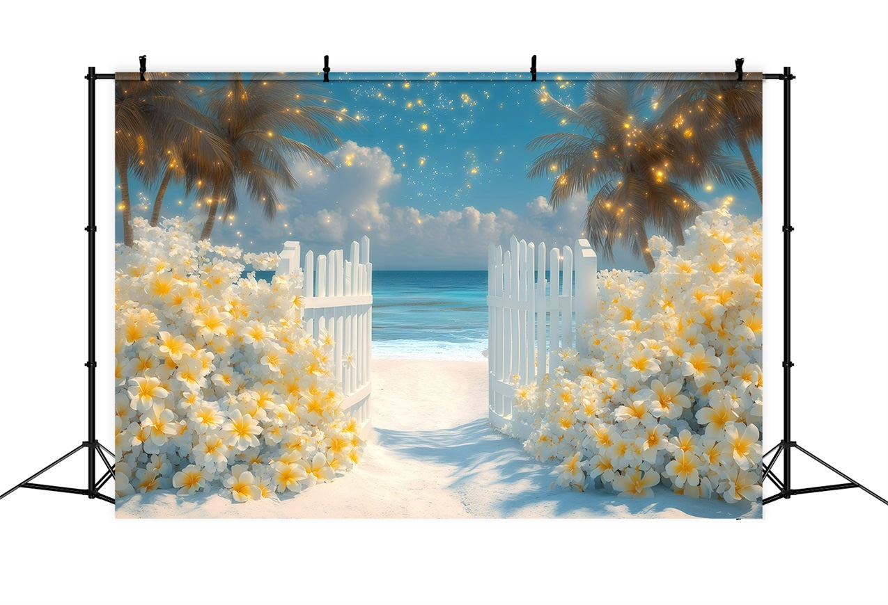 Summer Backdrops Tropical Blossoms Seaside Backdrop GQ4-268