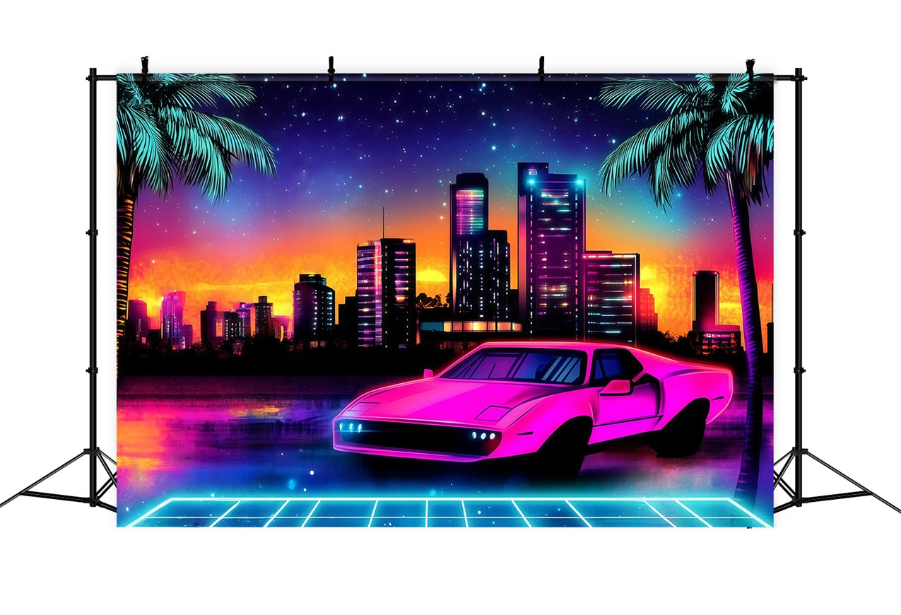 Tropical Backdrop Glow City Car Summer Backdrop GQ4-270