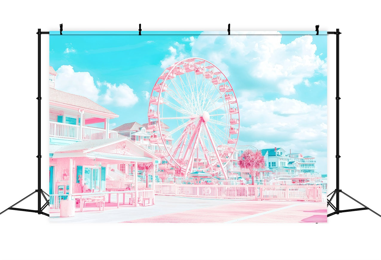 Beach Scene Backdrop Ferris Wheel Coastal Summer Backdrop GQ4-275
