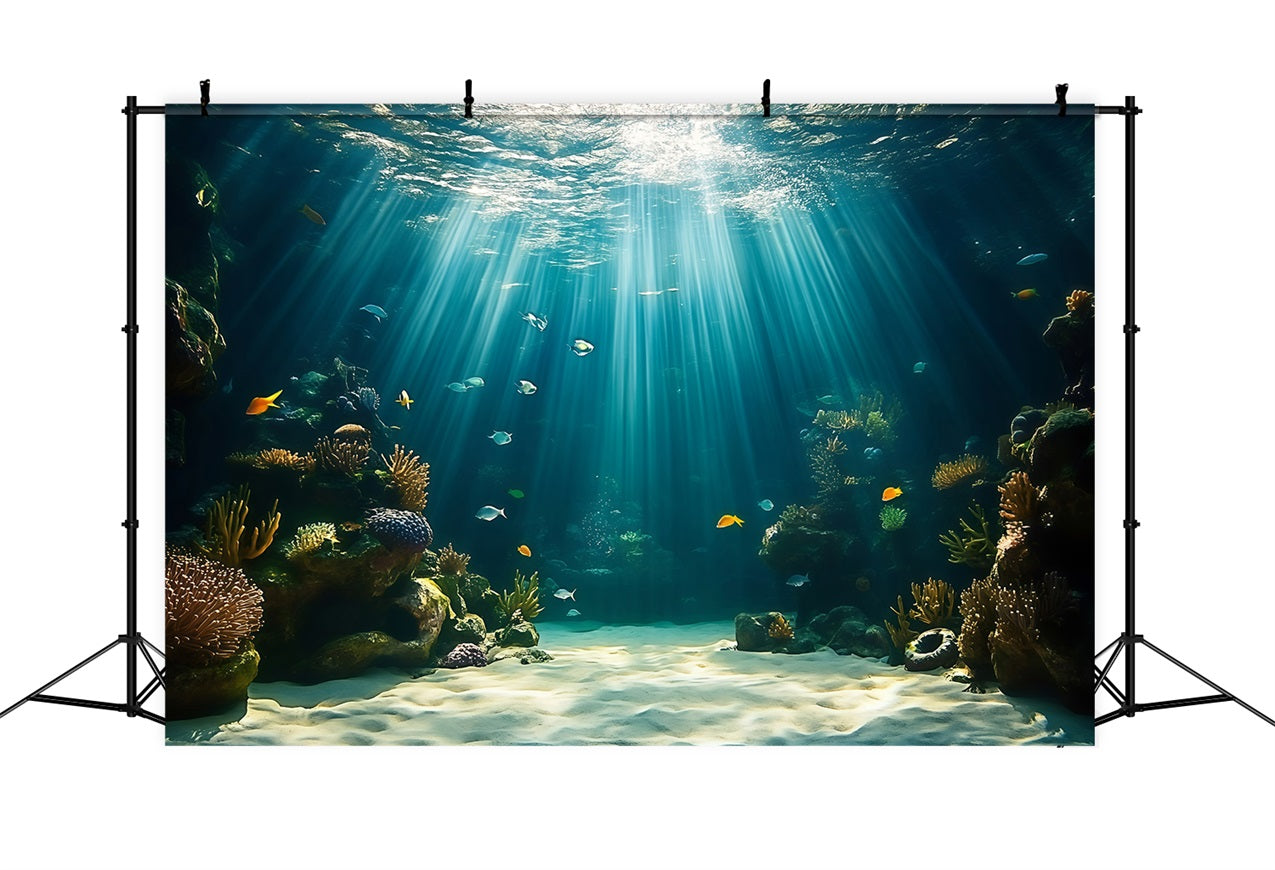 Summer Photo Backdrop Reef Light Rays Scene Backdrop GQ4-276