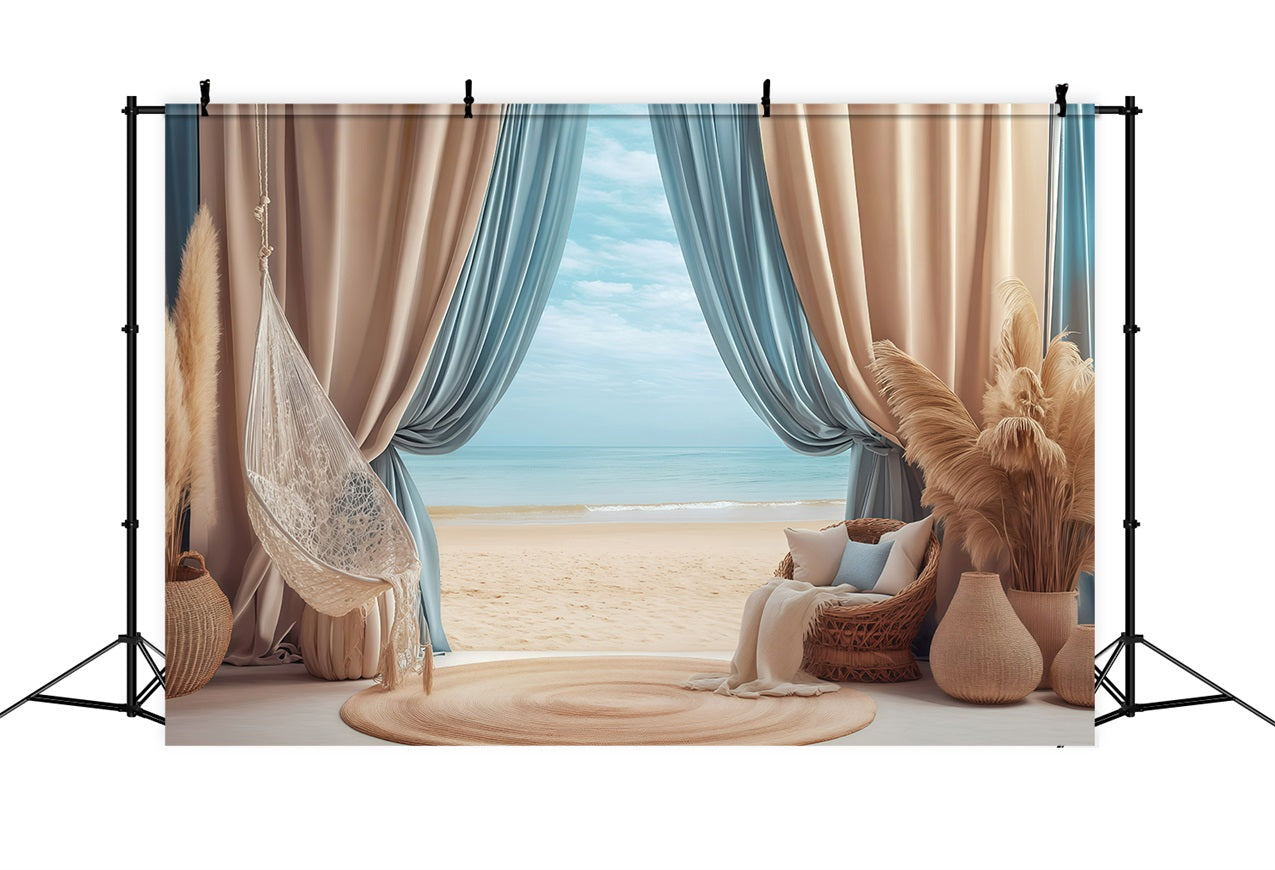 Beach Backdrop Photography Summer Hammock Curtain Backdrop GQ4-277