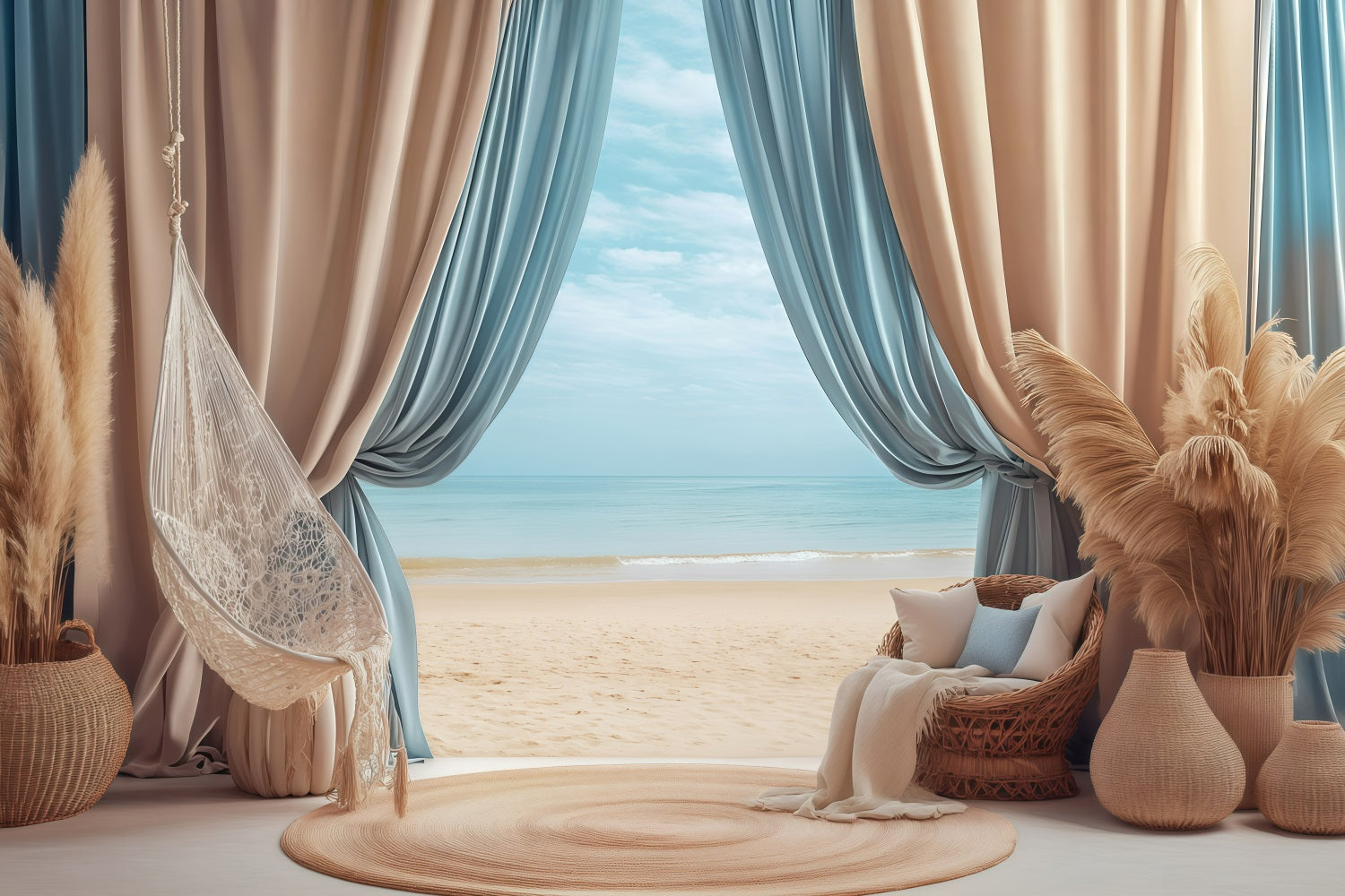 Beach Backdrop Photography Summer Hammock Curtain Backdrop GQ4-277