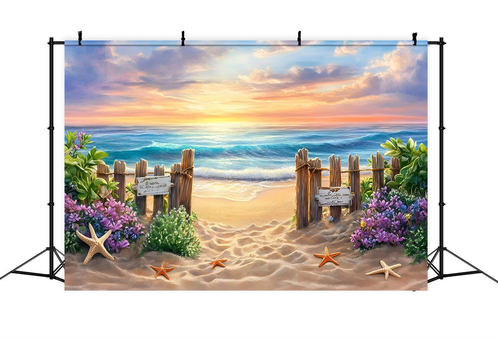Entry Backdrop Summer Backdrop Wooden Fence Beach Entry Backdrop GQ4-278