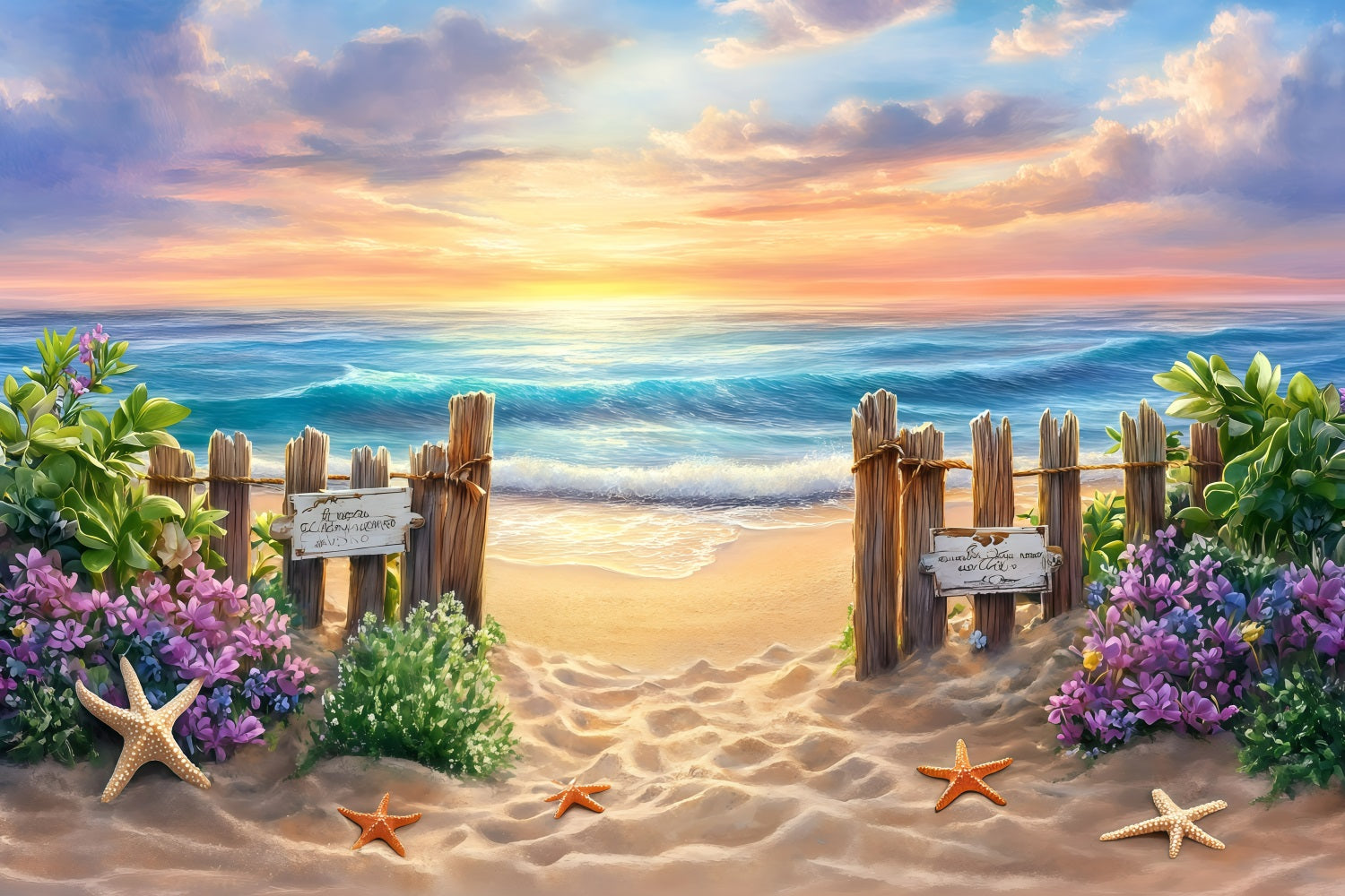 Summer Backdrop Wooden Fence Beach Entry Backdrop GQ4-278