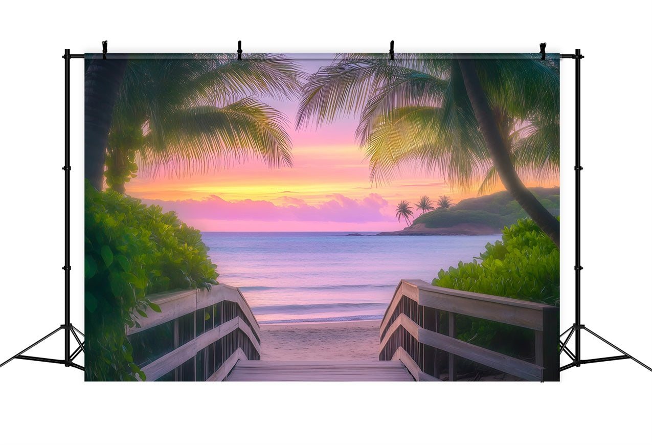Tropical Backdrops Palm Tree Summer Seaside Backdrop GQ4-280
