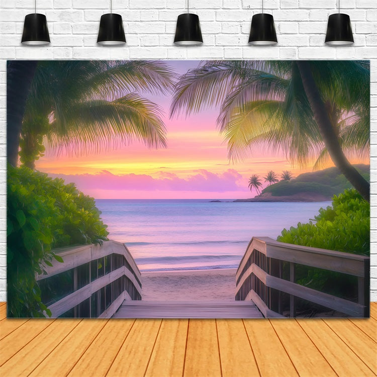 Tropical Backdrops Palm Tree Summer Seaside Backdrop GQ4-280
