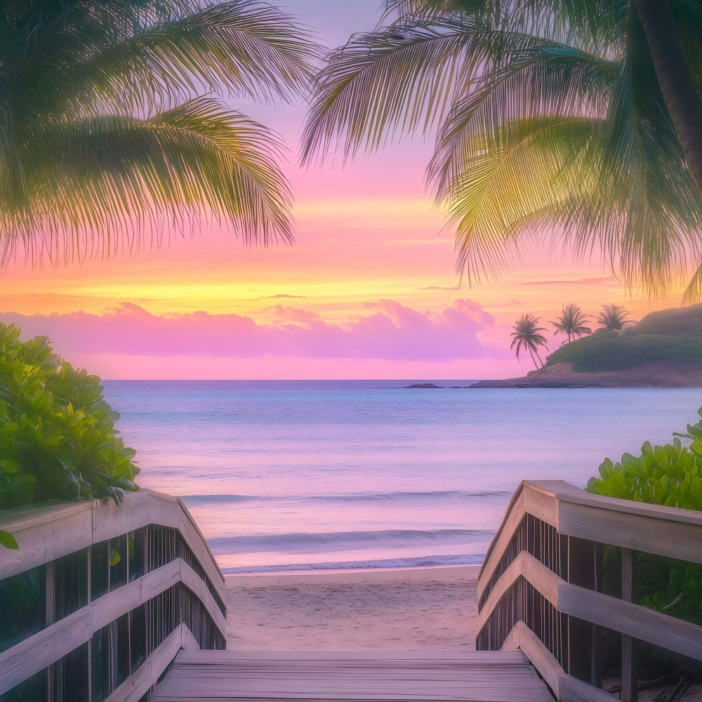 Tropical Backdrops Palm Tree Summer Seaside Backdrop GQ4-280