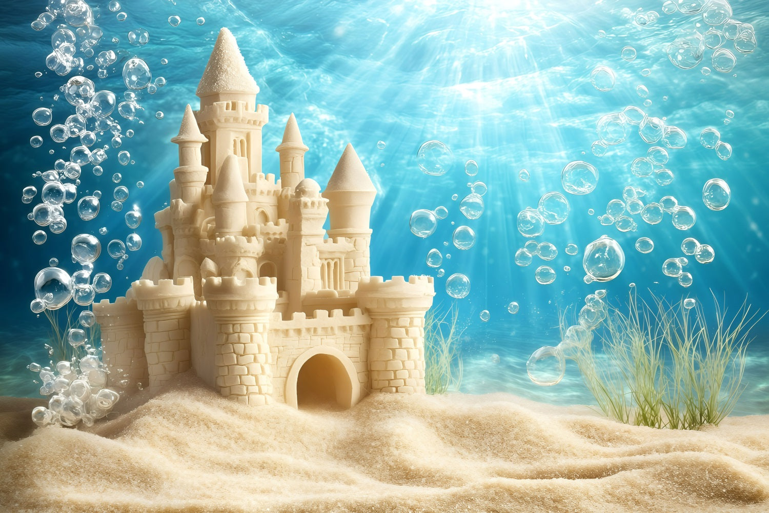 Beach Sand Backdrop Summer Sandcastle Bubble Backdrop GQ4-282