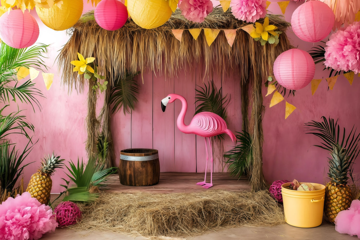 Summer Backdrops Tropical Flamingo Party Backdrop GQ4-285