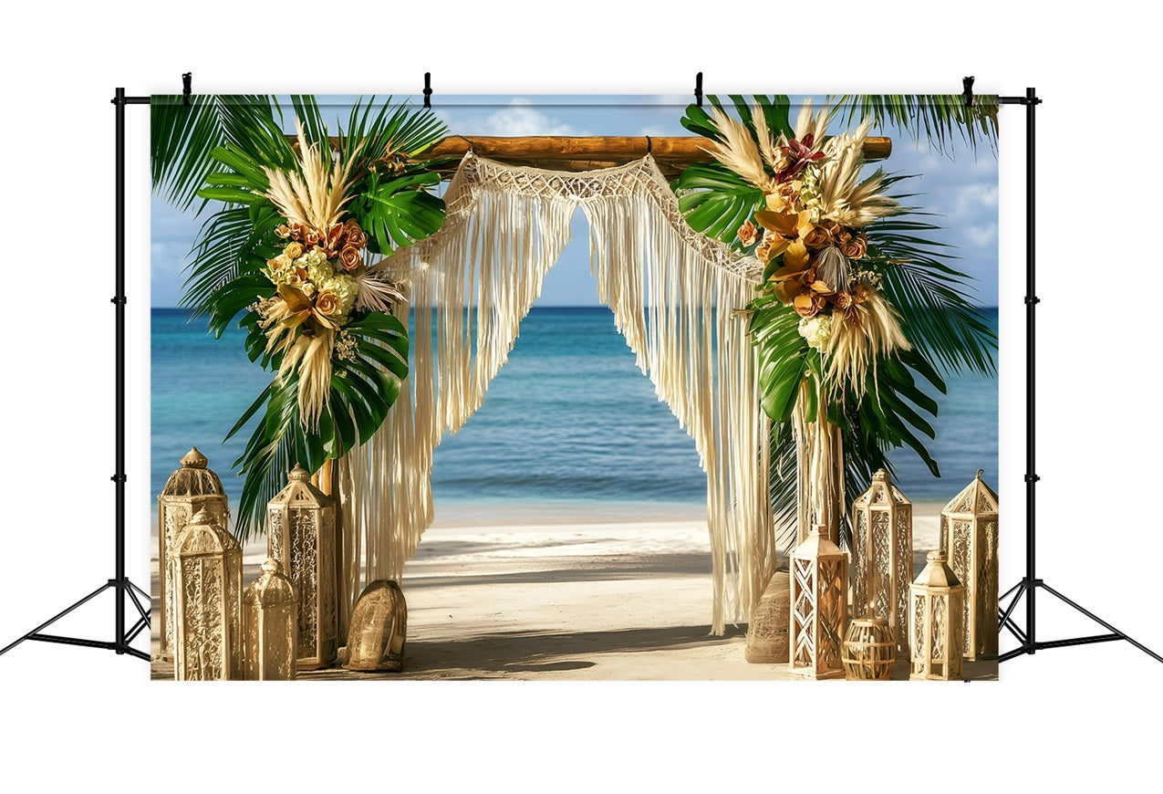 Beach Wedding Backdrop Seaside Bohemian Summer Backdrop GQ4-286