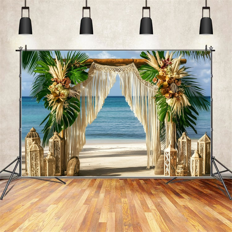 Beach Wedding Backdrop Seaside Bohemian Summer Backdrop GQ4-286