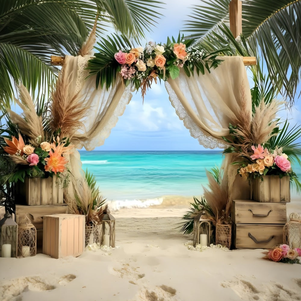 Beach Wedding Backdrop Floral Arch Bohemian Summer Backdrop GQ4-291