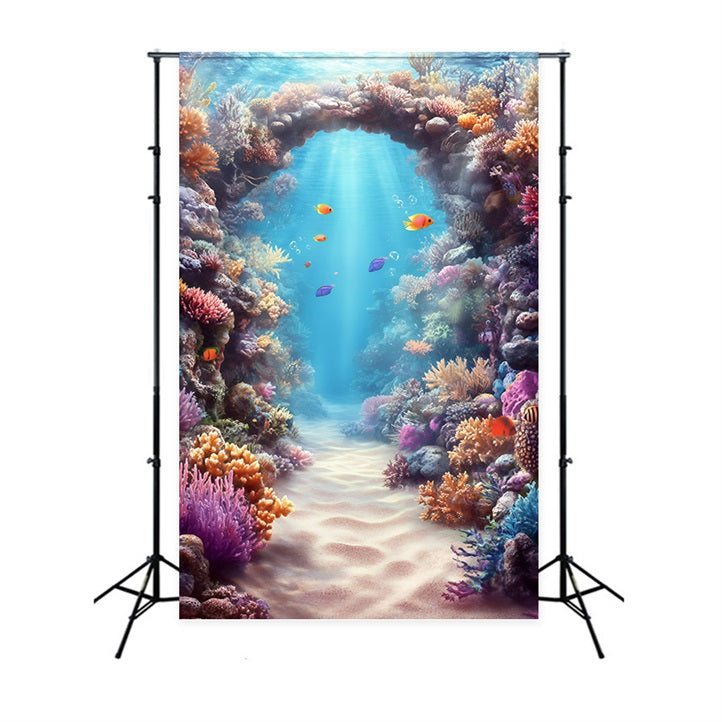 Beach Backdrop Summer Coral Archway Underwater Backdrop GQ4-295