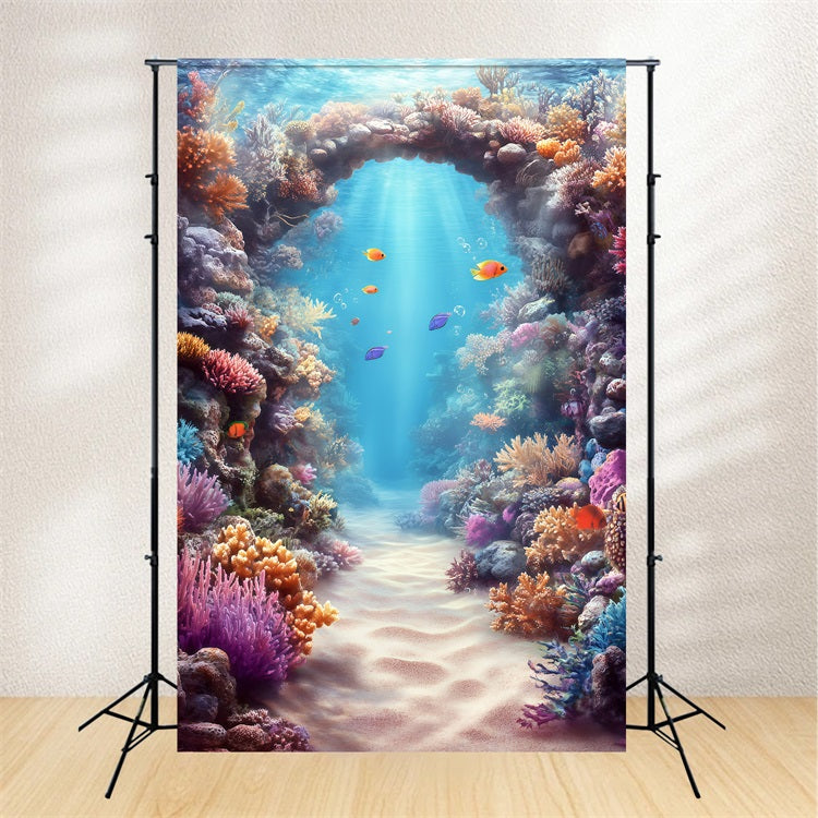 Beach Backdrop Summer Coral Archway Underwater Backdrop GQ4-295