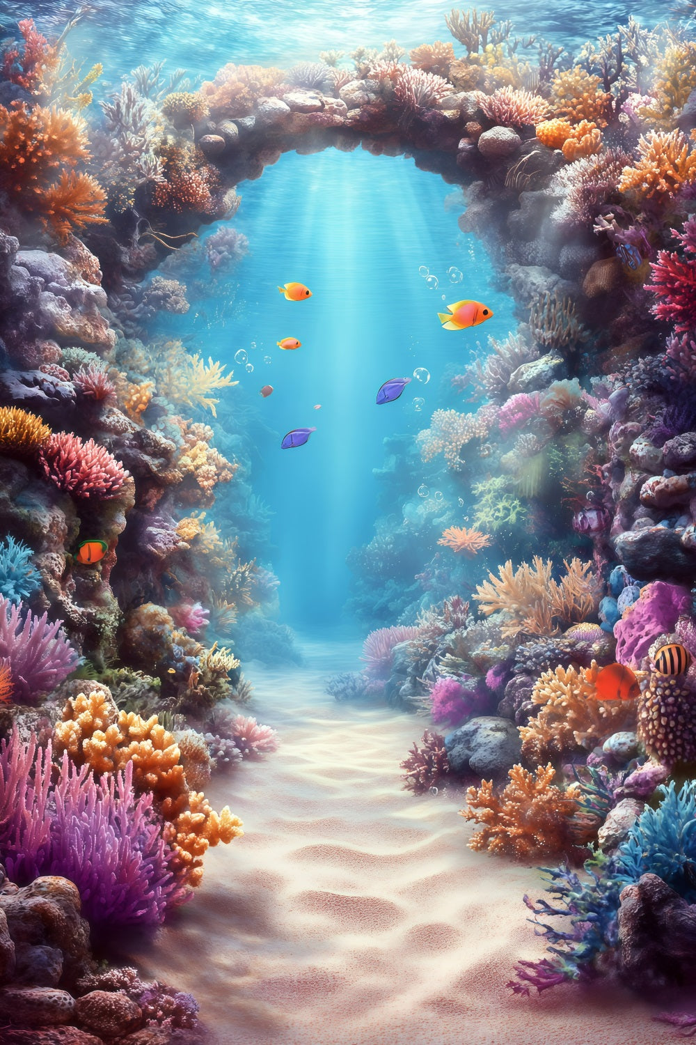 Beach Backdrop Summer Coral Archway Underwater Backdrop GQ4-295