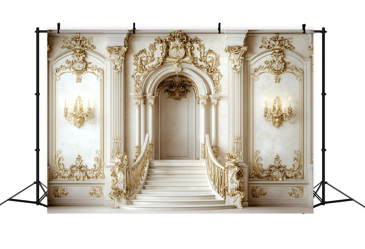 Retro Photo Backdrop Glamorous Baroque Hall Vintage Backdrop GQ4-304