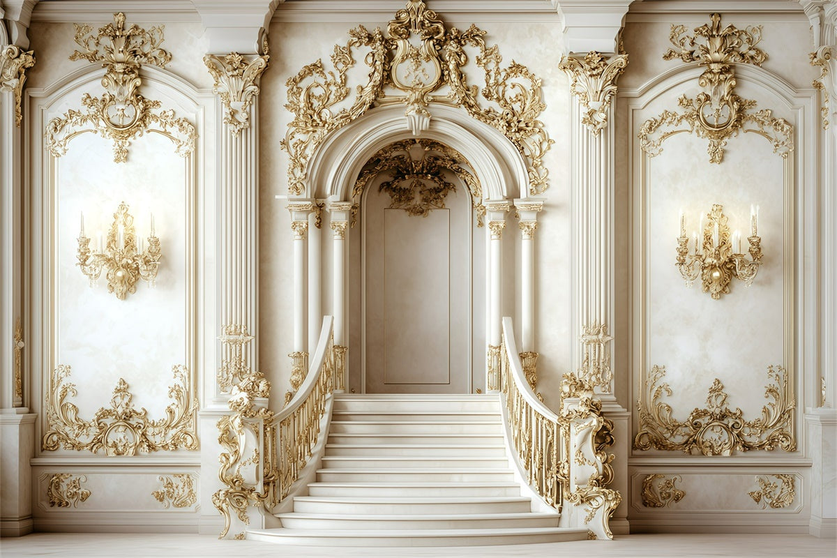 Retro Photo Backdrop Glamorous Baroque Hall Vintage Backdrop GQ4-304