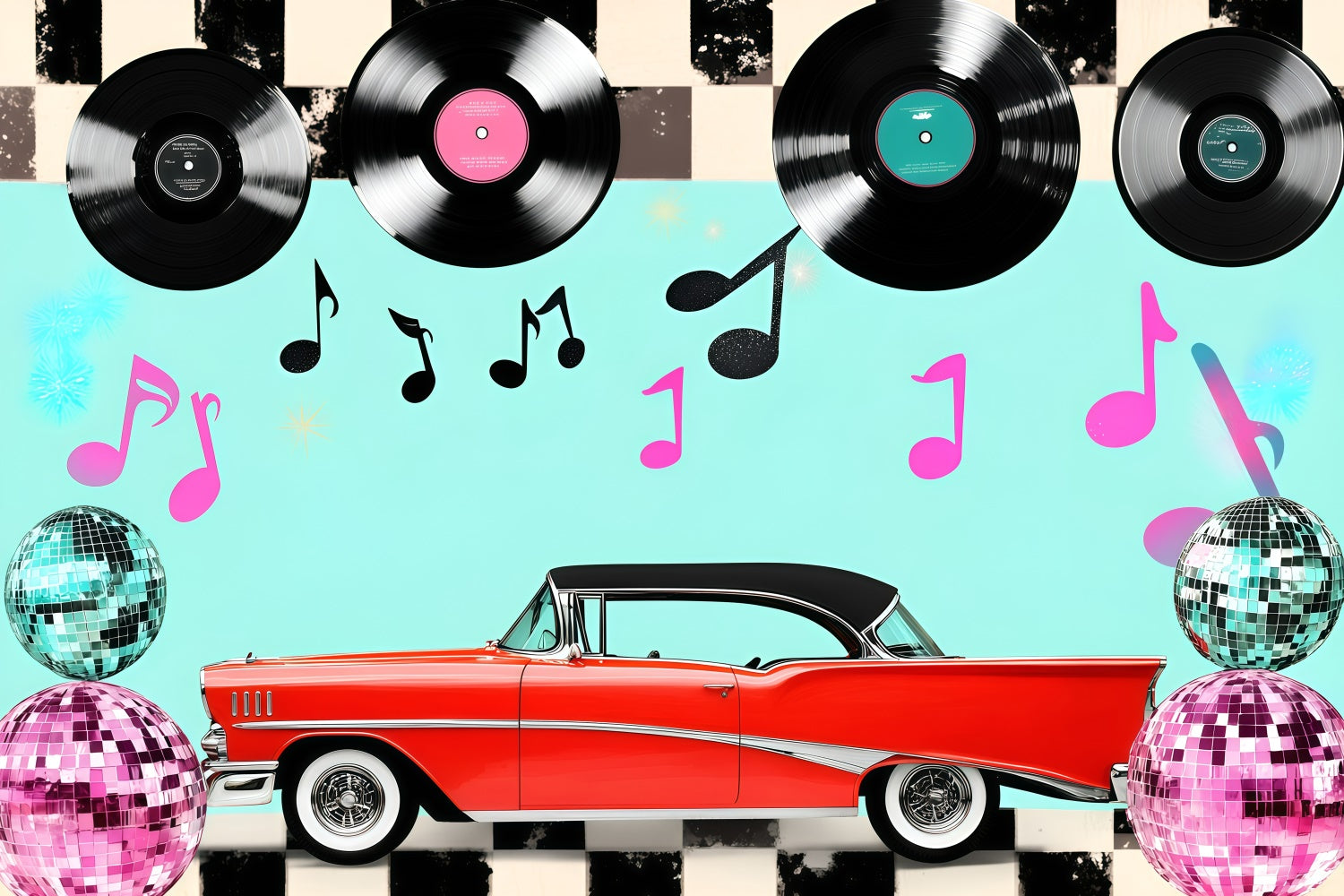 80s Photography Backdrop Retro Vinyl Records Vintage Backdrops GQ4-309