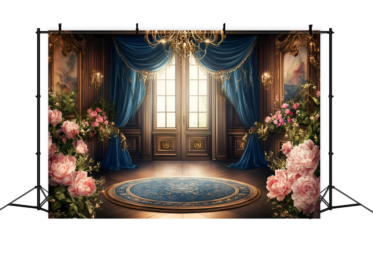 Victorian Photography Backdrop Golden Frame Rose Hall Vintage Backdrop GQ4-318