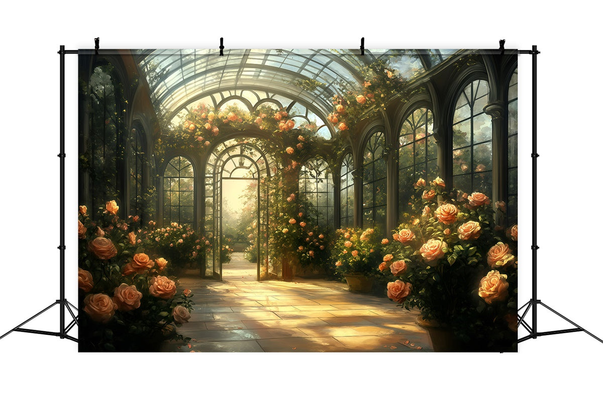 Vintage Backdrop For Photoshoot Romantic Glasshouse Rose Backdrop GQ4-335