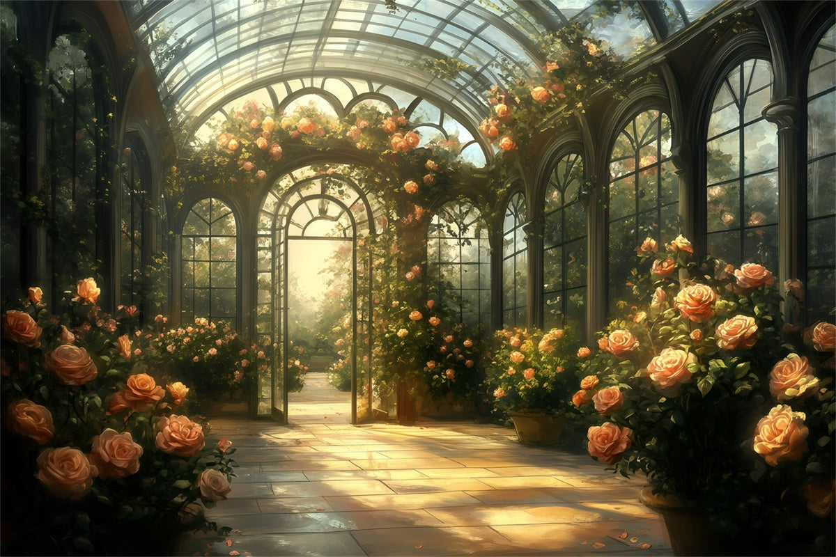 Vintage Backdrop For Photoshoot Romantic Glasshouse Rose Backdrop GQ4-335