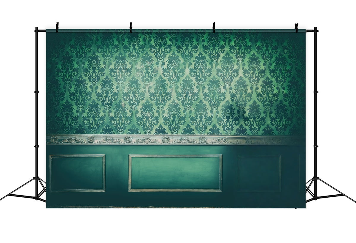 Vintage Wall Backdrop Emerald Damask Wall Vintage Photo Backdrop GQ4-337
