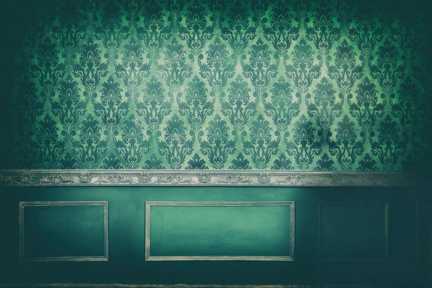 Vintage Wall Backdrop Emerald Damask Wall Vintage Photo Backdrop GQ4-337