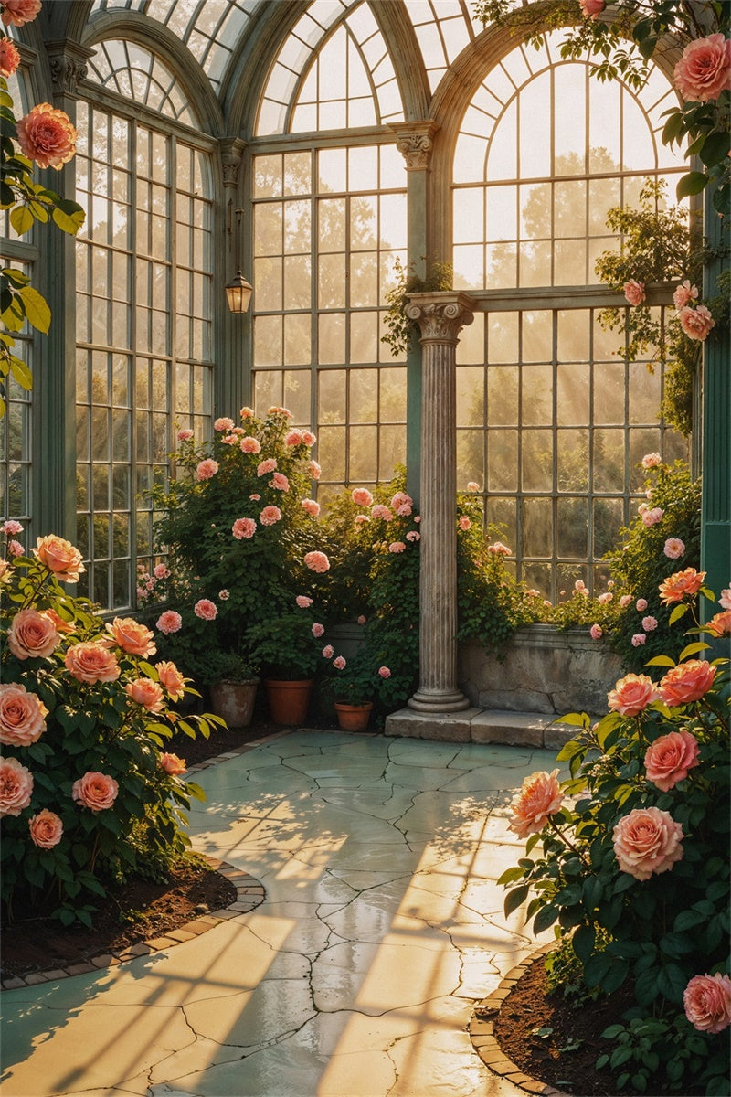 Antique Backdrop Elegant Floral Garden Pillar Vintage Photo Backdrop GQ4-339