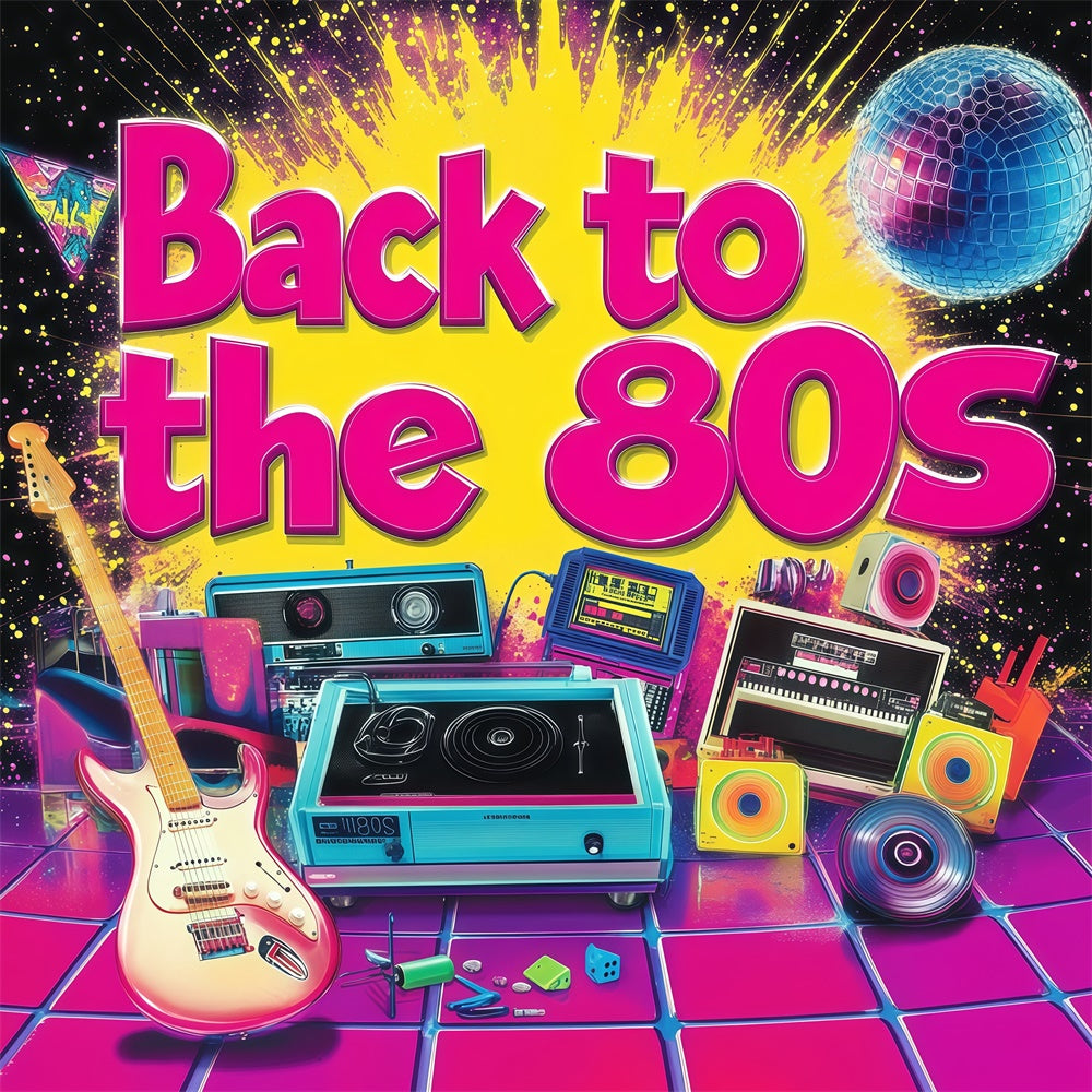 80s Backdrop Music Instruments Party Scene Backdrop GQ4-348