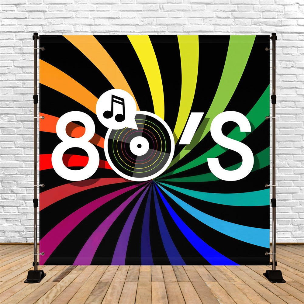 80's Photo Backdrop Funky Spin Record Party Backdrop GQ4-349