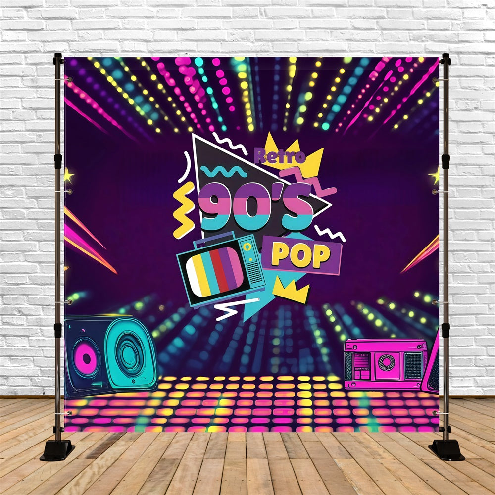 90's Photo Backdrop Vibrant Neon Pop Era Backdrop GQ4-354