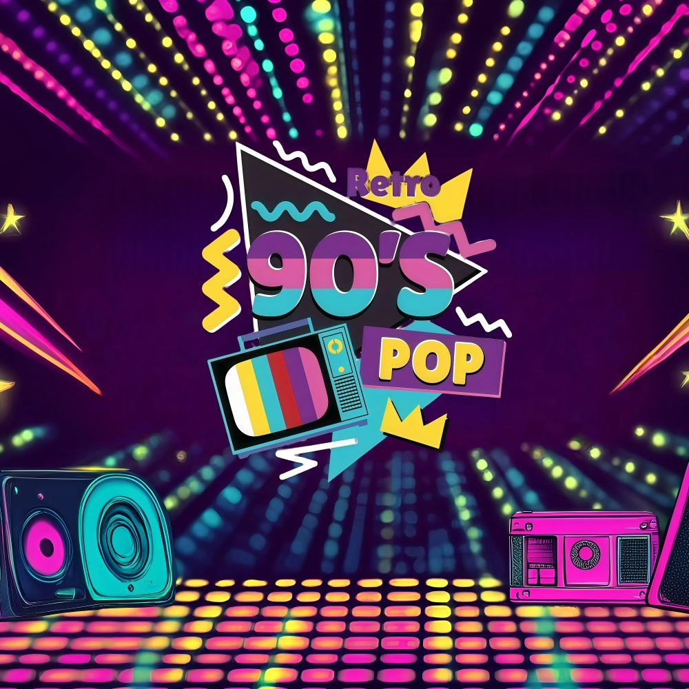 90's Photo Backdrop Vibrant Neon Pop Era Backdrop GQ4-354