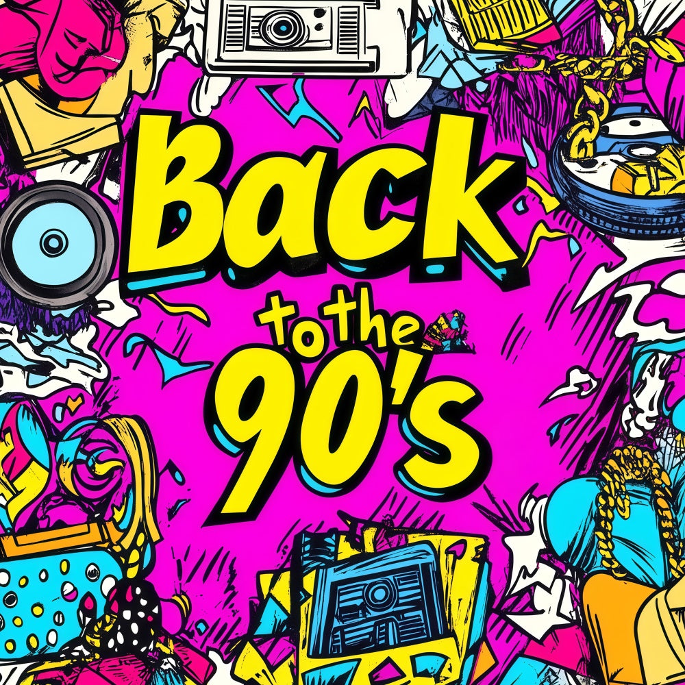 90s Photo Backdrop Doodle Party Throwback Backdrop GQ4-355